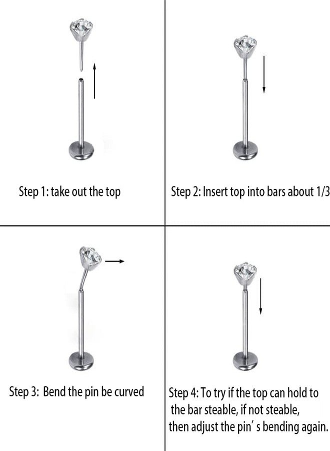 BelezaDosas G23 Titanium Labret Studs Threadless Push-in Labret CZ Press Fit 16G 6mm 8mm Lip Cluster Tragus Helix Medusa Cartilage Monroe Push Back Earring Piercing Jewelry for Men Women (Max Clear) - Image 5